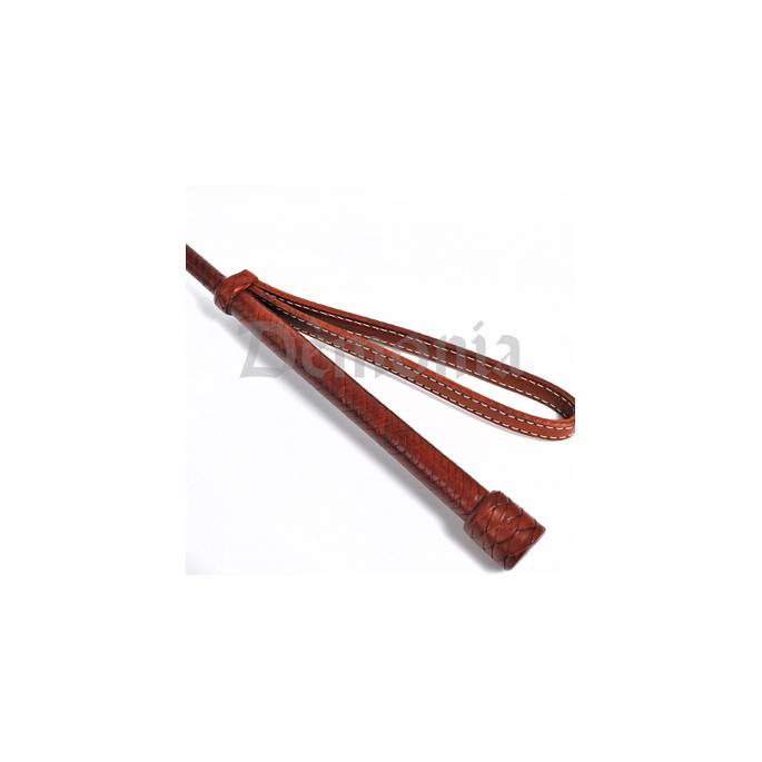 BROWN LEATHER WHIP WITH BRAID