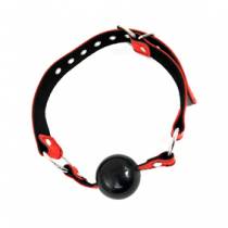 BLACK BALL GAG - RED AND BLACK LEATHER