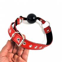 BLACK BALL GAG - RED AND BLACK LEATHER