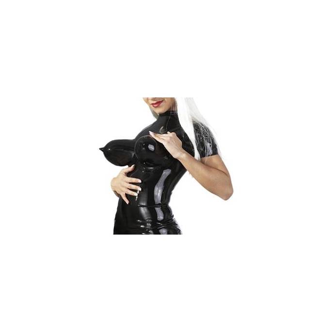 TEE SHIRT LATEX BOOBS NOIR
