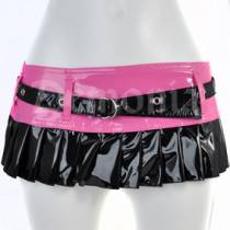 PINK/BLACK VINYL MICRO SKIRT