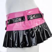 PINK/BLACK VINYL MICRO SKIRT