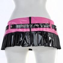 PINK/BLACK VINYL MICRO SKIRT