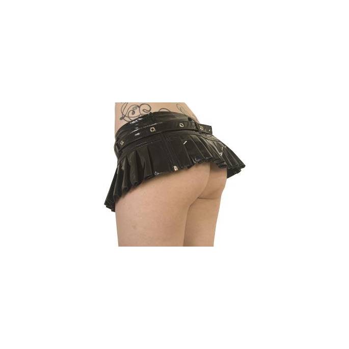 BLACK VINYL MICRO SKIRT