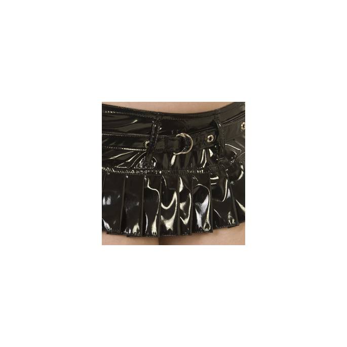 BLACK VINYL MICRO SKIRT
