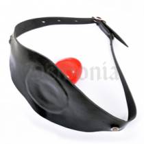 BLACK AND RED LATEX PENIS GAG