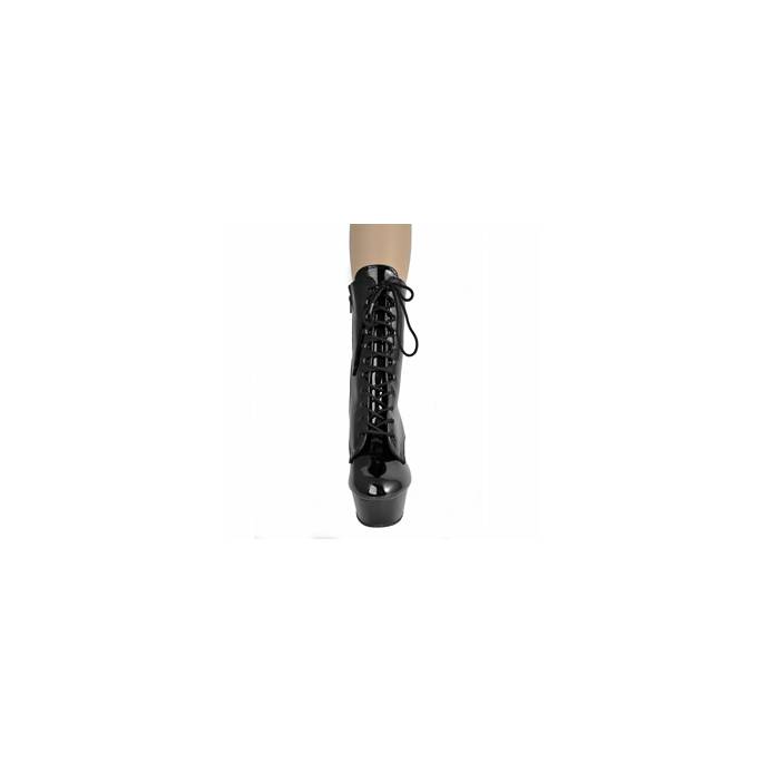 FLAT VINYL LACE-UP BOOTS