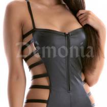 VESTIDO WETLOOK CON RAYAS LATERALES