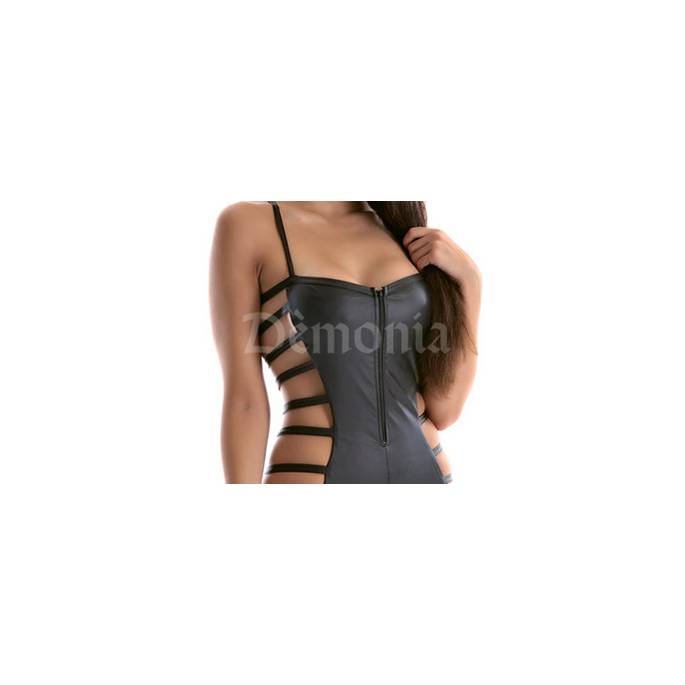 VESTIDO WETLOOK CON RAYAS LATERALES