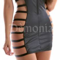 WETLOOK DRESS WITH RIBBONS