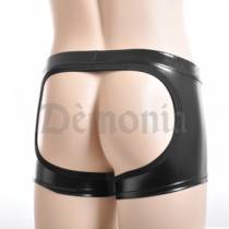 VINYL SHORTS WITH BARE BUTTOCKS