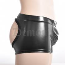 VINYL SHORTS WITH BARE BUTTOCKS
