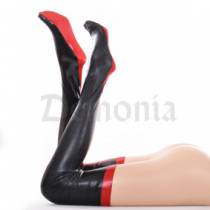 BLACK AND RED LATEX STOCKINGS