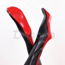 BLACK AND RED LATEX STOCKINGS
