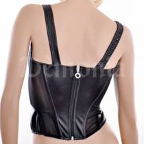 FAUX LEATHER AND TULLE TOP