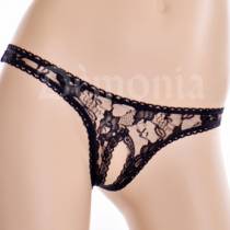 STRING GESCHLITZT SPITZE SCHWARZ