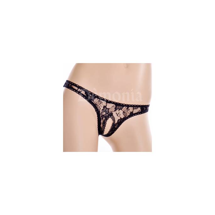 STRING GESCHLITZT SPITZE SCHWARZ