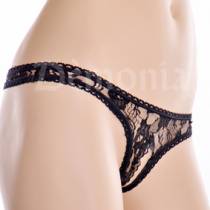 STRING GESCHLITZT SPITZE SCHWARZ