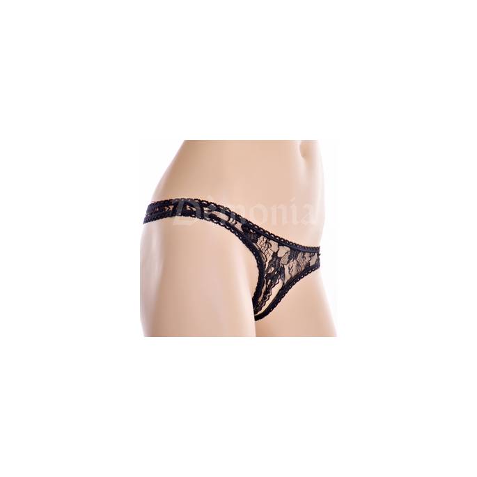 STRING GESCHLITZT SPITZE SCHWARZ