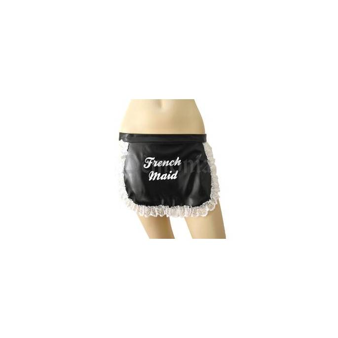 BLACK VINYL APRON FRENCH MAID