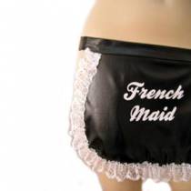 BLACK VINYL APRON FRENCH MAID