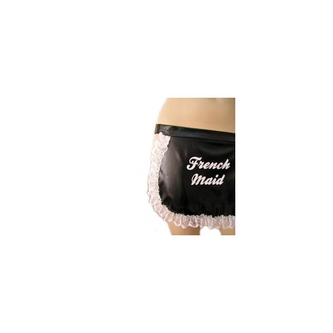BLACK VINYL APRON FRENCH MAID