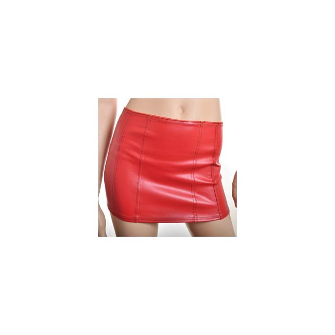 RED LEATHERETTE MINI SKIRT