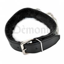 COLLIER SIMILI CUIR ANNEAU + CHAINETTES