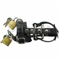 LEATHER AND METAL CHASTITY CAGE