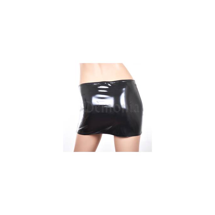 BLACK VINYL MINI SKIRT