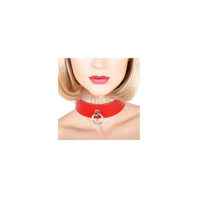 COLLIER CUIR ROUGE