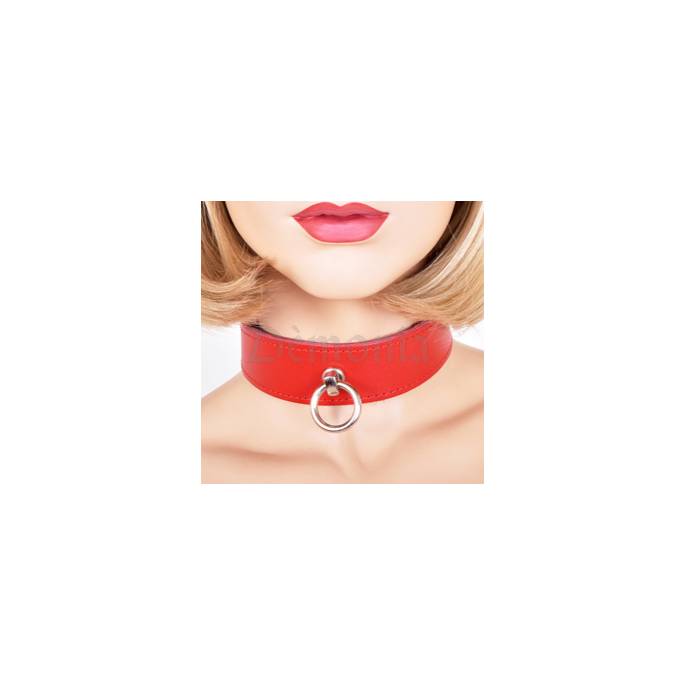 COLLIER CUIR ROUGE