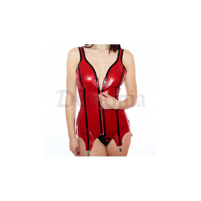 GUEPIERE LATEX ZIP ROUGE ET NOIR