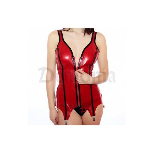 LATEX ZIP GUEPIERE ROT UND SCHWARZ