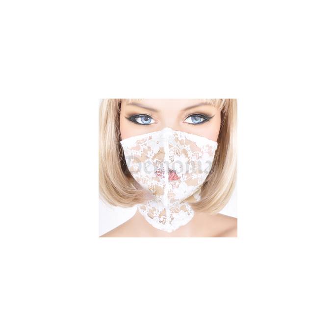 MASCARILLA DE ENCAJE CINTA BLANCA