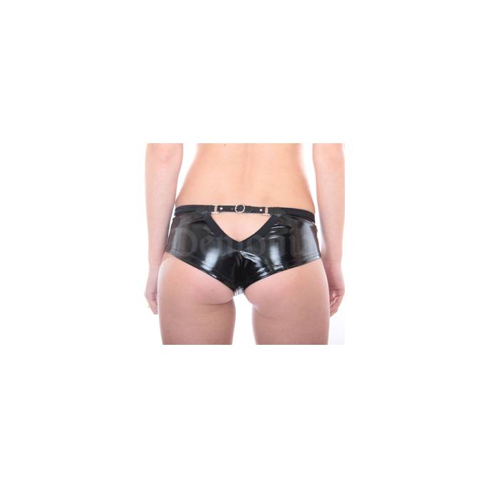 MINI VINYL SHORTS WITH BUCKLE