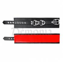 BLACK AND RED LEATHER PEGS