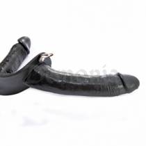 DILDO A DOPPIA CINTURA NERO (20 E 14 CM)