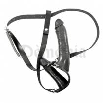 DOUBLE BLACK BELT DILDO (20 AND 14 CM)