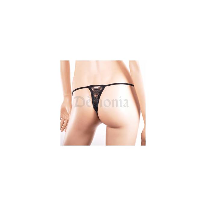 TANGA ABIERTO CON ENCAJE Y STRASS