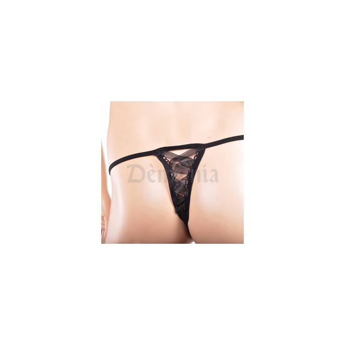 OPEN THONG WITH LACE AND RHINESTONES
