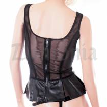 TOP SIMILI CUIR + RESILLE