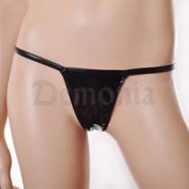 BLACK VINYL THONG