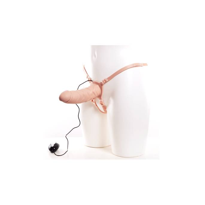 HOLLOW BELT DILDO, VIBRATING FLESH