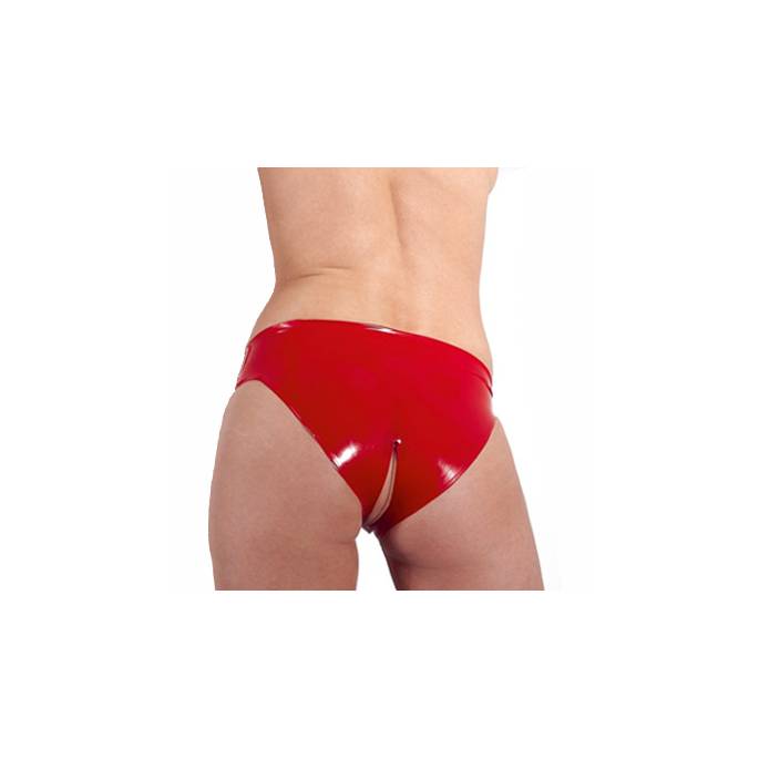 GESCHLITZTES HÖSCHEN AUS ROTEM LATEX