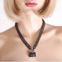 BLACK CHAINMAIL NECKLACE + PADLOCK
