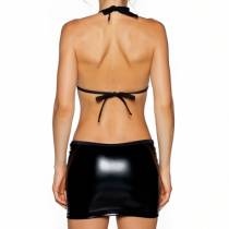 VINYL DRESS WITH HALTER TOP AND BELLY BAND