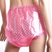 CULOTTE PRESSION ROSE POIS BLANCS