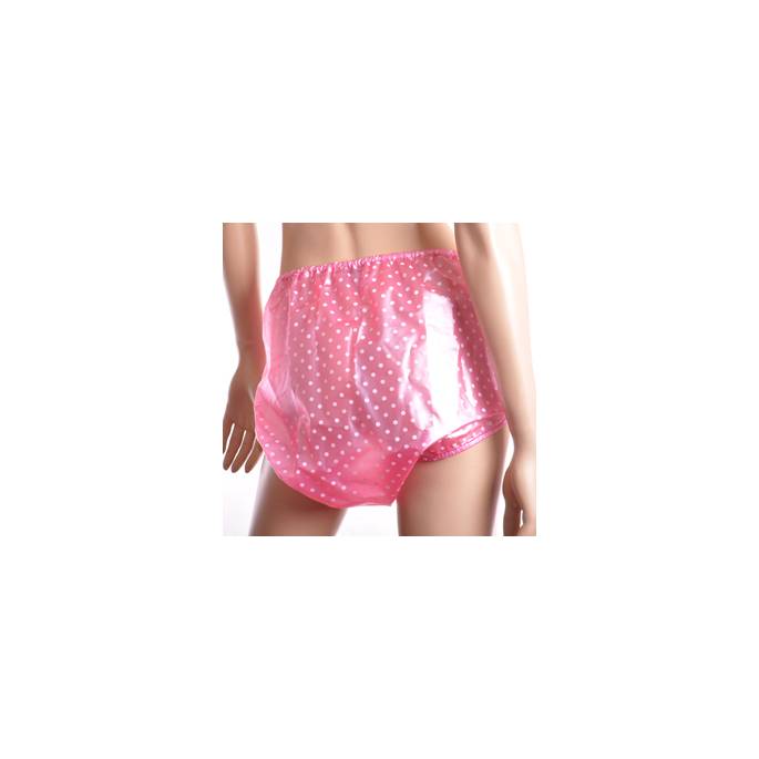 CULOTTE PRESSION ROSE POIS BLANCS