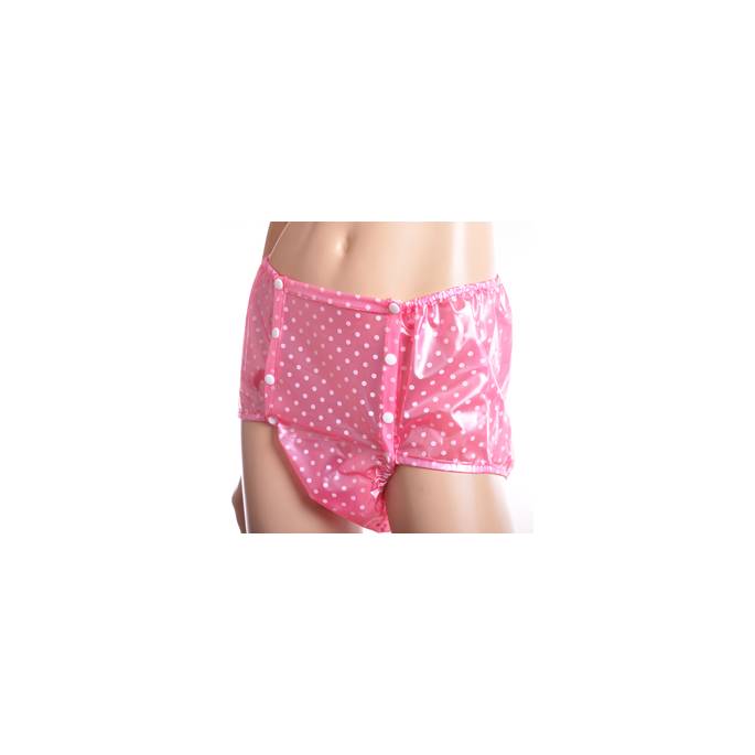 CULOTTE PRESSION ROSE POIS BLANCS
